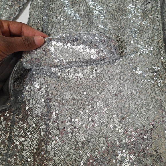 Anna Kaci Silver Sequin Sparkle Shiny Blazer - Picture 7 of 16